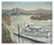 Boat at Moss Landing, Mid Century California Monterey Bay Seascape Beautiful Monterey Bay seascape of a motor boat at a...