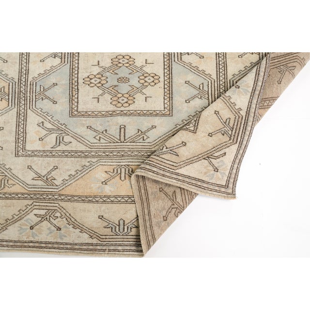 Tan Vintage Turkish Area Rug, Hand-Knotted Wool, Traditional Anatolian Carpet For Sale - Image 8 of 10