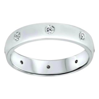 8 Flush Set Bezel Diamond Eternity Wedding Band in 14 Karat White Gold For Sale