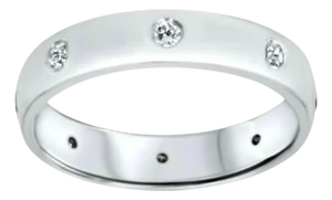 8 Flush Set Bezel Diamond Eternity Wedding Band in 14 Karat White Gold