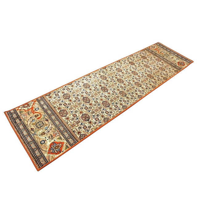 Vintage Persian Tabriz Taba Tabai Wool 3x10 Orange & Ivory Handmade Runner Rug #1144065 For Sale - Image 4 of 15
