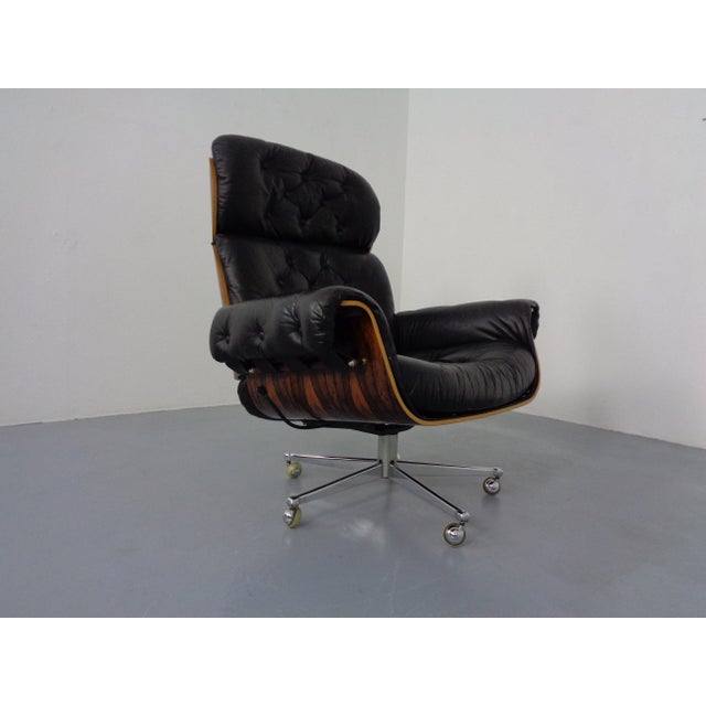 Set of Swiss Rosewood and Leather Chair and Ottoman by Martin Stoll for Stoll Giroflex, 1960s For Sale - Image 13 of 18