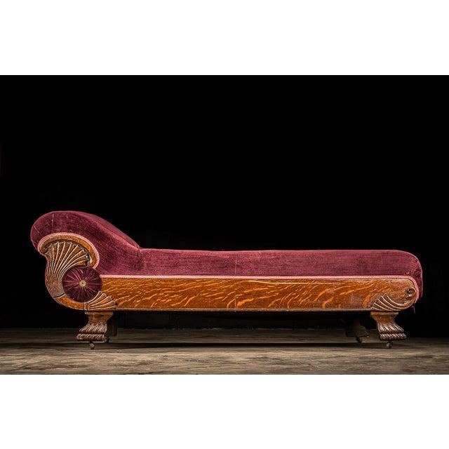 Early 20th Century Antique Quarter Sawn Oak Chaise Lounge For Sale - Image 5 of 9