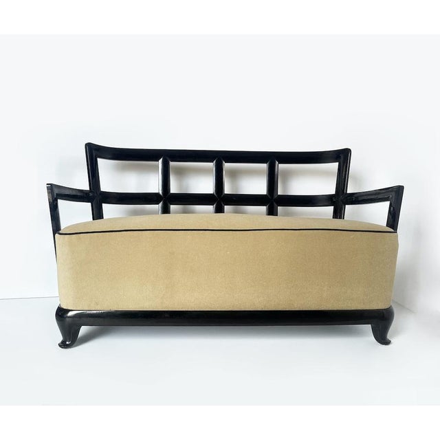 Sofa in Grid Lacquered Wood, 1930s For Sale - Image 14 of 14