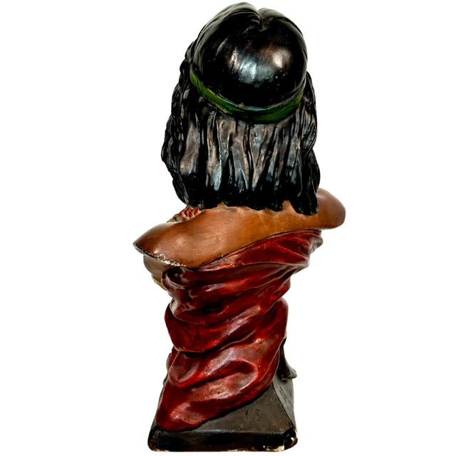 American Vintage Chalkware "Hiawatha" Tobacco Store Display Bust - 1930s For Sale - Image 3 of 9