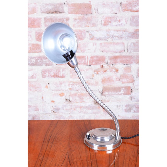 Silver Czech Bauhaus Table Lamp in Chromed Steel and Aluminium by J. Vorel, 1930s For Sale - Image 8 of 13