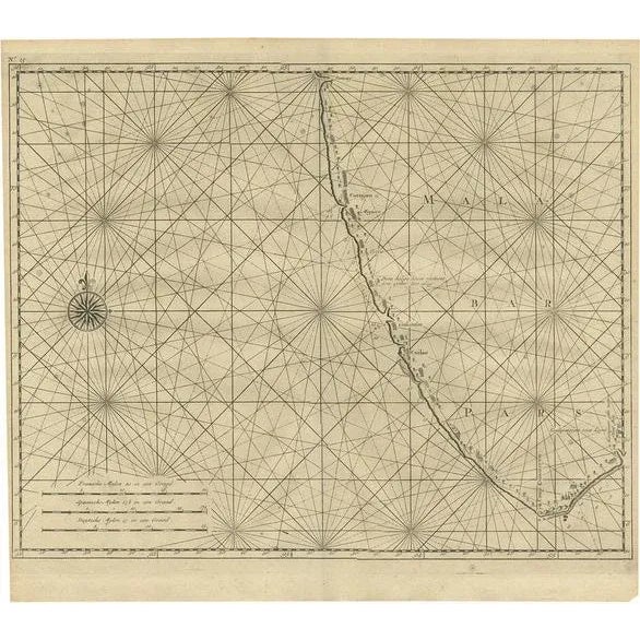 Early 18th Century Antique Map of Malabar Coast attributed to Valentijn, 1726 For Sale - Image 5 of 5