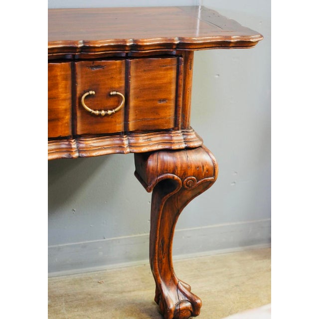 Late 20th Century Alfonso Marina Spanish Colonial Mahogany Console With Carved Claw Feet 20th Century For Sale - Image 5 of 13