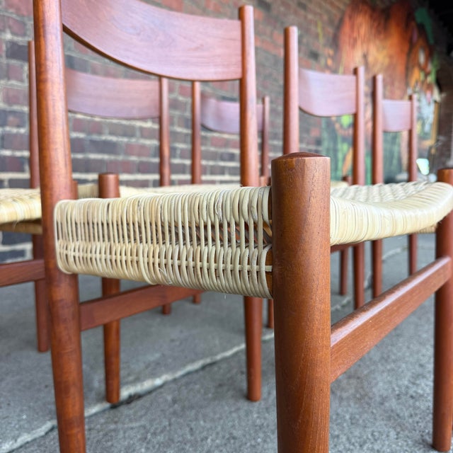 Set of 6 Hans Wegner Teak Dining Chairs With New Rushed Seats Ch-40 Teak For Sale In Cleveland - Image 6 of 12