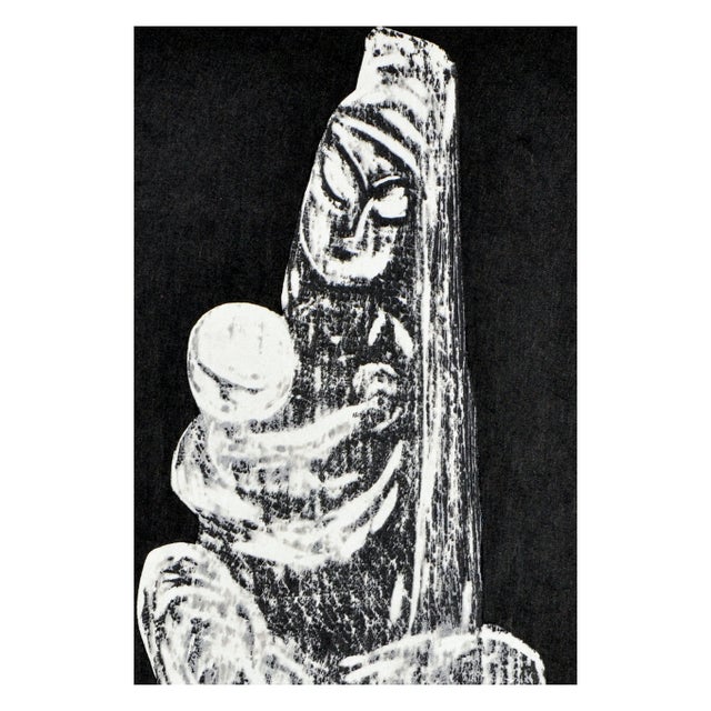 Mid Century Figurative Woodblock Print -- Mother and Child by Kaoru Kawano For Sale - Image 4 of 7