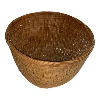 Vintage Large Handmade Leaning Basket For Sale