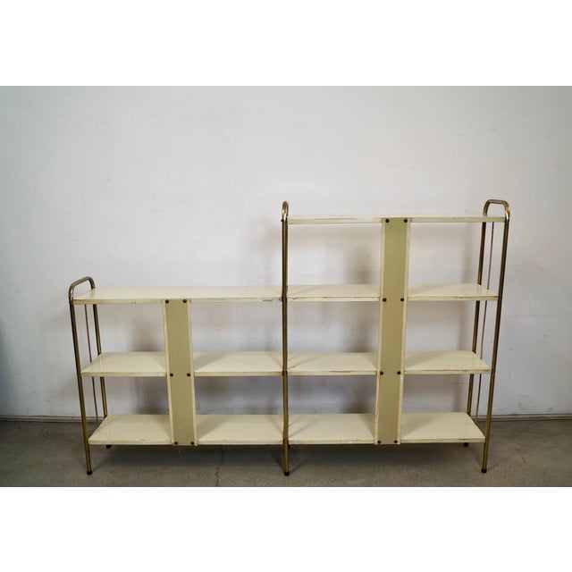1950s 1950’s Mid-Century Modern Brass & Metal Double Shelf For Sale - Image 5 of 12