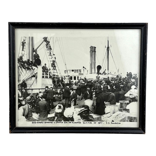 Vintage Black & White Photograph s.s Valencia Seattle During Klondike Gold Rush For Sale
