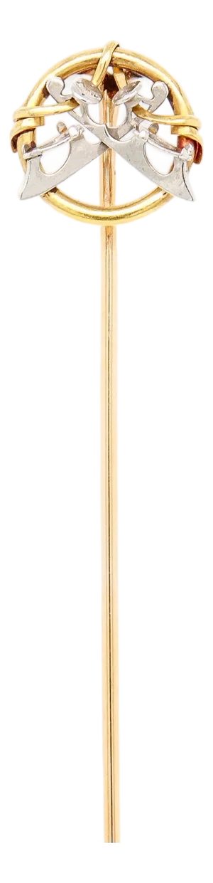 Antique French 18k Gold Stickpin With Ice Skates