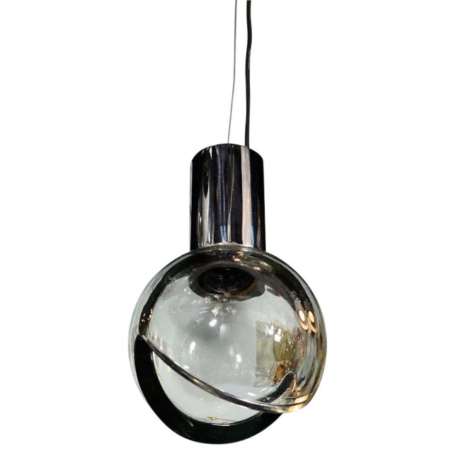 Seguso Grey Glass Globe Pendant Light For Sale