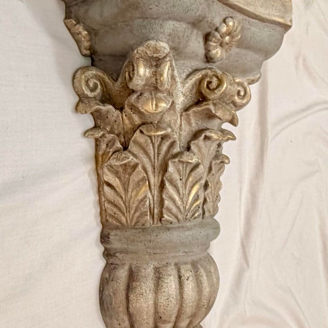 Plastic Vintage Monumental Neoclassical Corinthian Wall Bracket in Bespoke Gustavian Finish - Newly Painted For Sale - Image 7 of 12