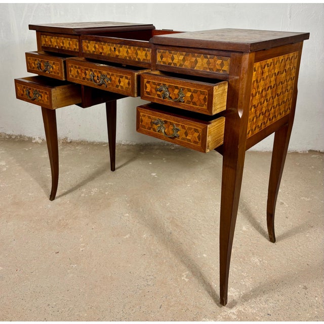 20th Century Spanish Marquetry Vanity Desk with Drop Leaves For Sale - Image 13 of 18