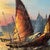 Vintage Painting on Canvas Chinese Junks Sailing Boats on Sunset Harbor Signed Framed For Sale - Image 9 of 12