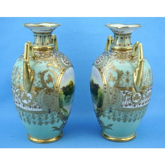 20th Century Empire Japanese Porcelain Vases with Gold Moriage Decoration, Noritake, 1890s, Set of 2 For Sale - Image 4 of 18