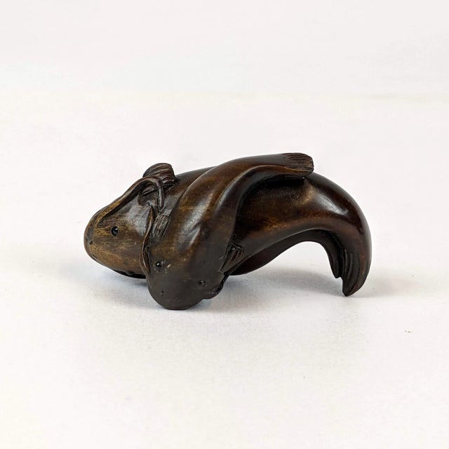 1980s “Netsuke” Carving of a Mother and Child Fish For Sale - Image 4 of 6