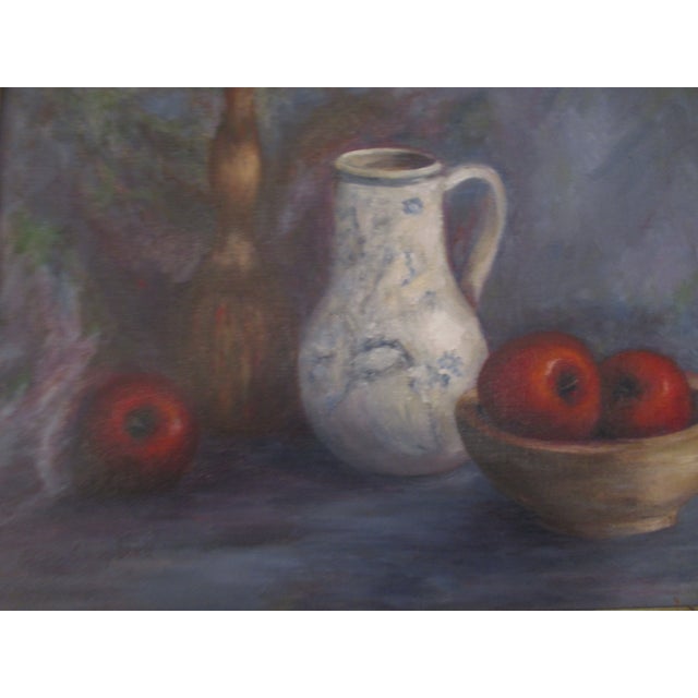 Mid Century Oil on Canvas Board Artist Signed Still Life Framed For Sale - Image 4 of 14