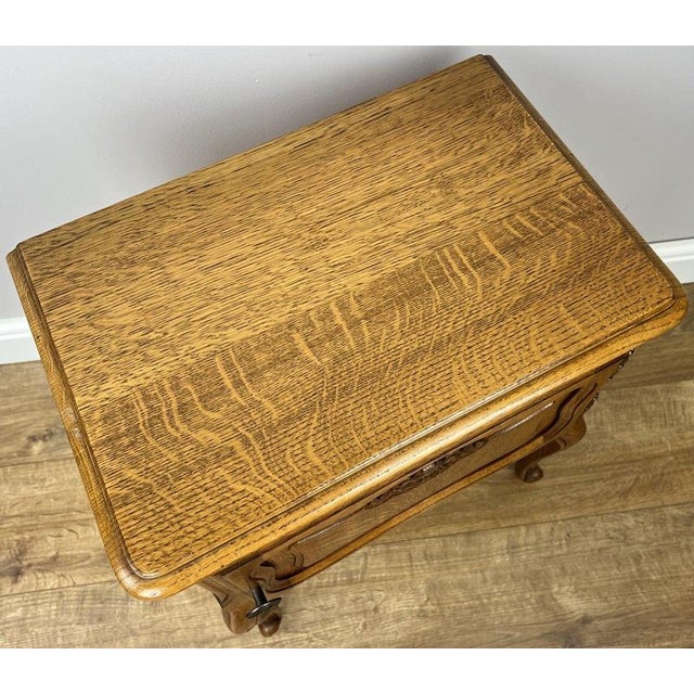 Vintage French Louis Style Oak Nightstands, Set of 2 For Sale - Image 10 of 12