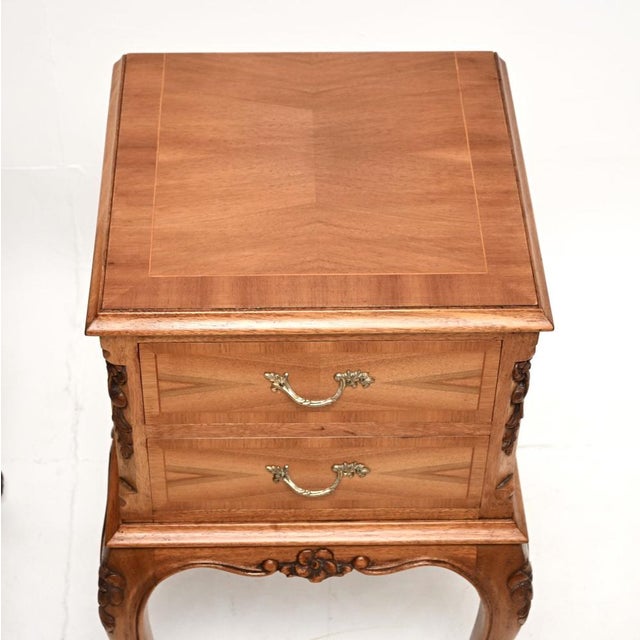 Antique French Figured Walnut Bedside Chests, 1930, Set of 2 For Sale - Image 6 of 10