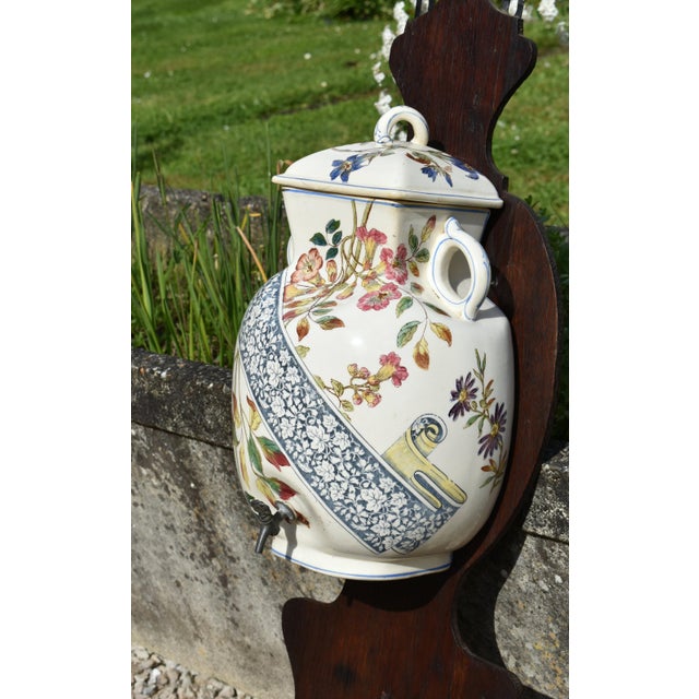 French Art Nouveau Ceramic Terre de Fer Wall Fountain from Longchamp, 1890s For Sale - Image 6 of 18