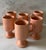 Set of 6 vintage mid century ceramic pedestal coffee mugs in a peach tone. Unmarked, but resembling styles from Fitz &...
