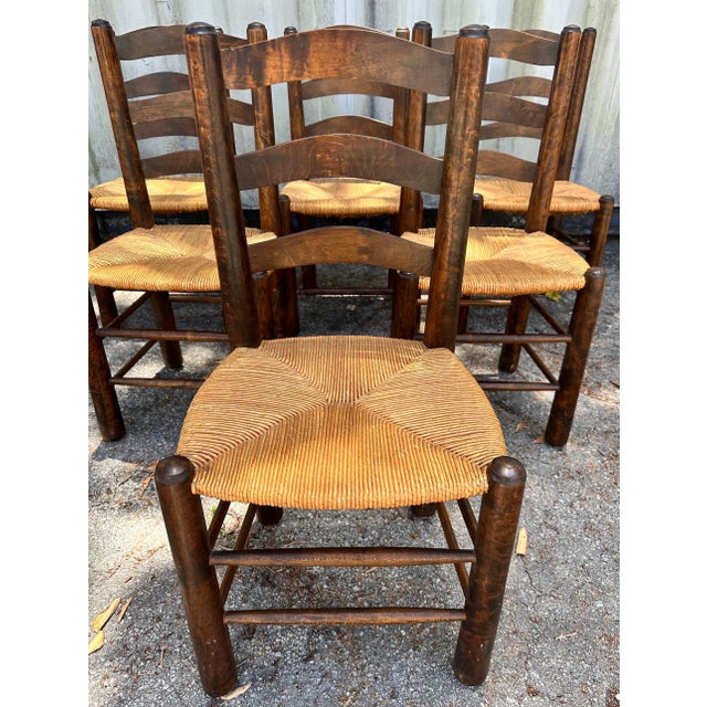 Charlotte Perriand Style Rush Chair - Set of 6 For Sale In Miami - Image 6 of 9