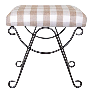 Panoplie Iron Loop Stool, Tan Gingham