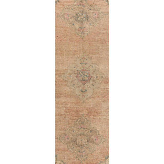 Textile Vintage Circa 1940 Subdued Turkish Oushak Runner Hand Knotted Rug 5'3 X 10'11 For Sale - Image 7 of 10