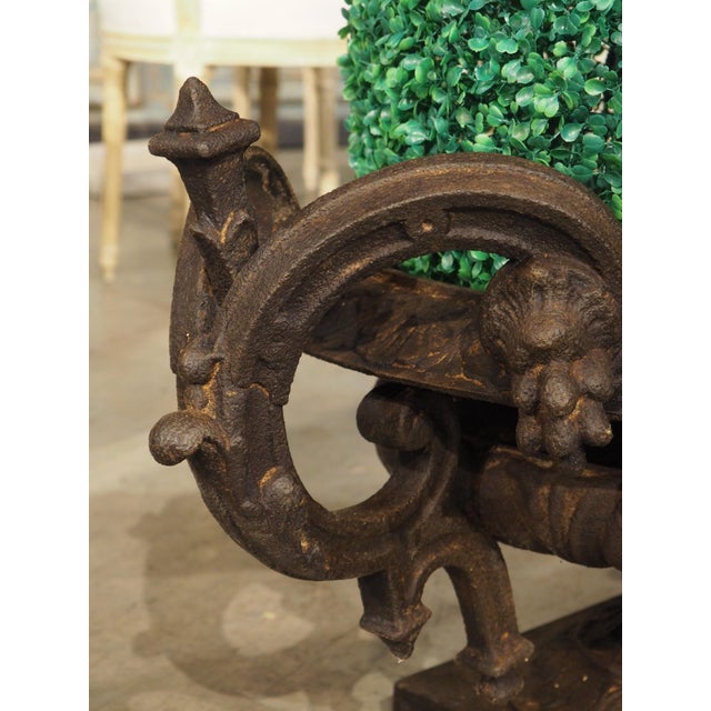 A Large 19th Century French Cast Iron Vase With Double Scrolled Handles For Sale - Image 15 of 18
