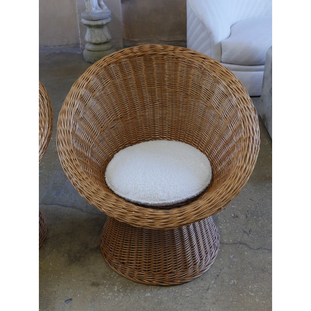 Mid-Century Italian Rattan Lounge Chairs - Set of 2 For Sale In Miami - Image 6 of 7