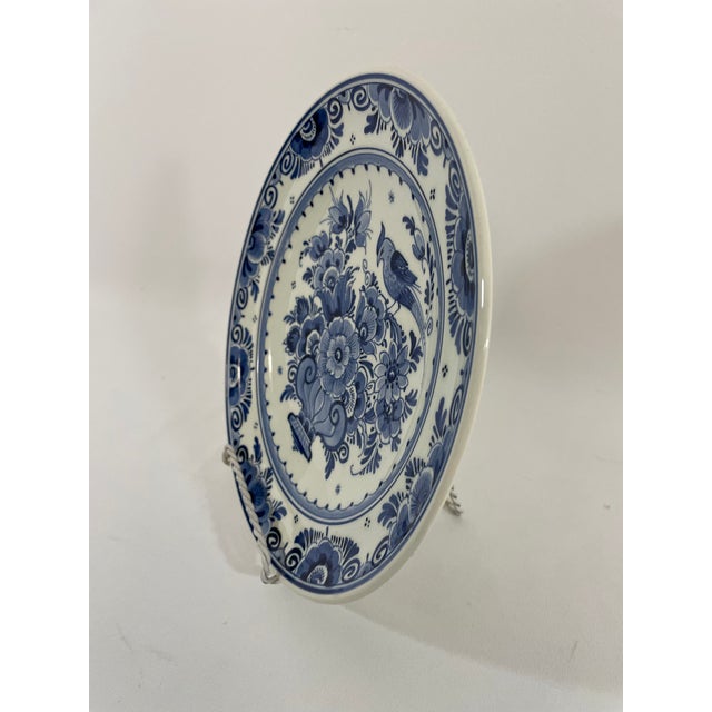 Vintage Mid 20th Century Blue and White Faience Delft Plate For Sale - Image 9 of 13