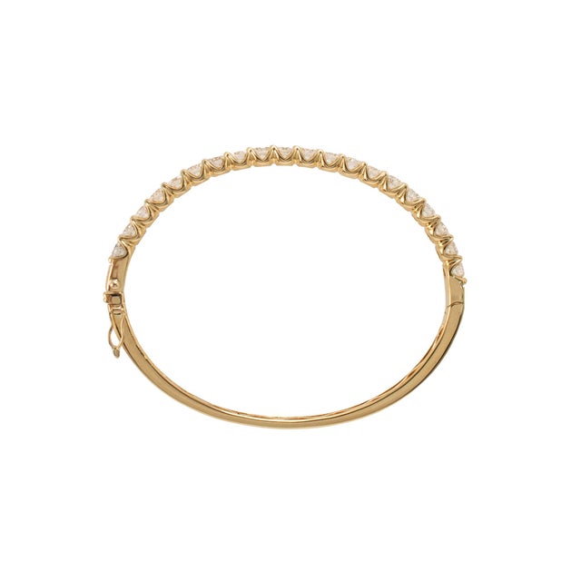 18k Yellow Gold 3.80ctw Diamond Half Eternity Hinged Bangle Bracelet For Sale In Houston - Image 6 of 8