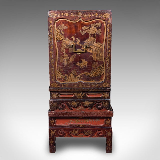 Antique Campaign Cabinet on Stand, Oriental, Chinoiserie, Cupboard, Victorian For Sale - Image 4 of 12