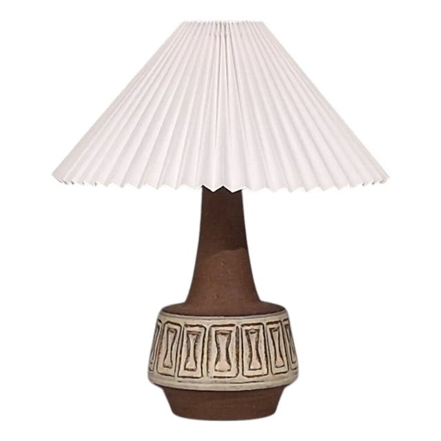 1960s Mid-Century Modern Helge Bjufstrøm, Large Table Lamp, Brown Stoneware For Sale