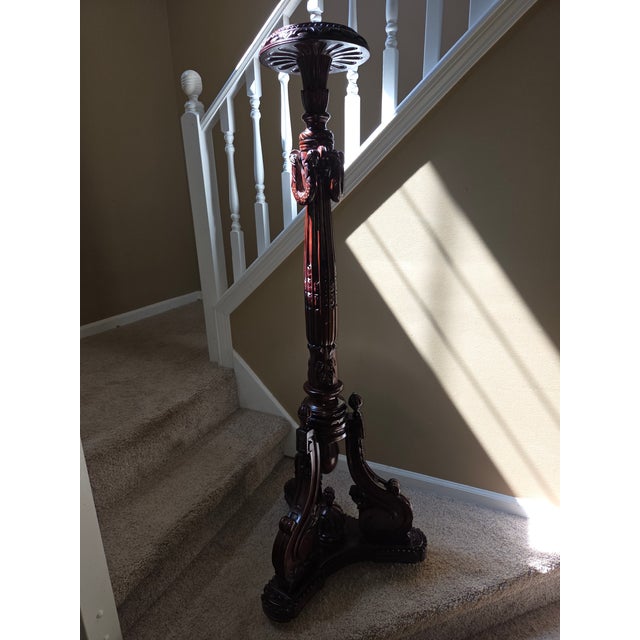 Victorian Antique Torchier Carved Mahogany Display Plant Stand - 5 Foot For Sale - Image 3 of 17