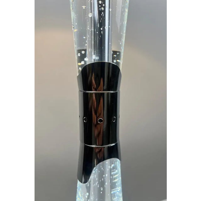 Modern Glass Column Table Lamp With Chrome Base and White Shade For Sale - Image 13 of 14