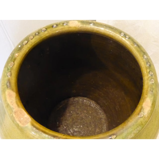 Rustic European Vintage Large Glazed Green Spanish Urn For Sale - Image 3 of 7