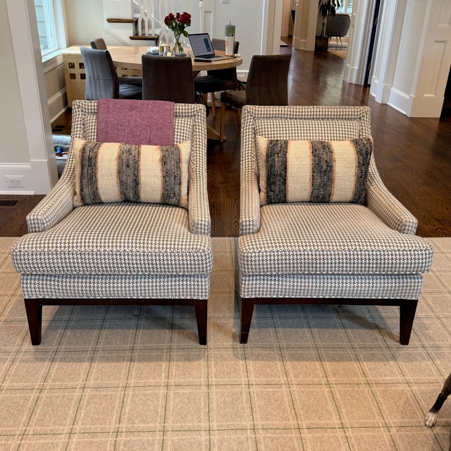 Pair Mitchell Gold Houndstooth Chairs For Sale - Image 9 of 12