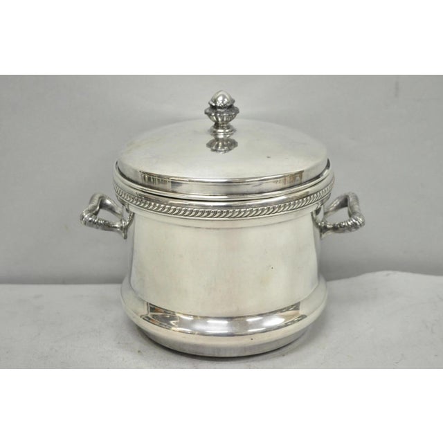 Vintage Fb Rogers English Regency Silver Plated Coat of Arms Covered Ice Bucket For Sale - Image 12 of 17