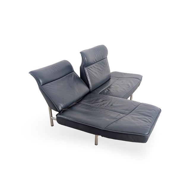Mid-Century Sofa DS 450 in Leather Black Blue from de Sede For Sale - Image 11 of 15