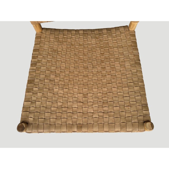2010s Andrianna Shamaris Handwoven Minimalist Leather Chair For Sale - Image 5 of 6