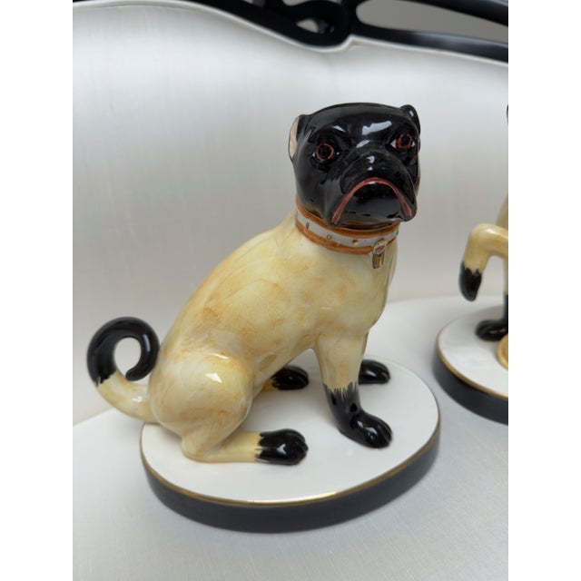 Early 21st Century Chelsea House Charming Grumpy Ceramic Pugs For Sale - Image 5 of 8