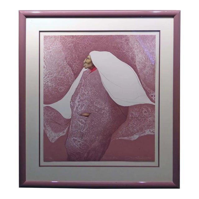 Frank Howell "Summer Rose" Serigraph on Paper Pink Custom Framed For Sale