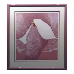 Frank Howell "Summer Rose" Serigraph on Paper Pink Custom Framed