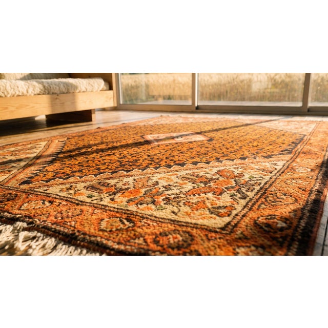 1920s Blue Navy Medallion Antique Persian Malayer Rug 2' X 2'5" Handknotted Wool Carpet For Sale - Image 9 of 9