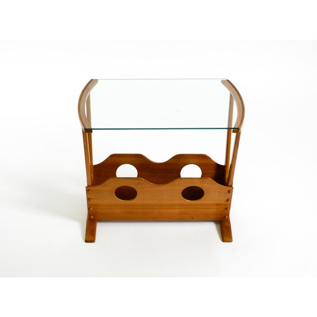 1950s Mid-Century Modern Side Table with Magazine Rack in Ash Wood and Glass, 1950s For Sale - Image 5 of 18